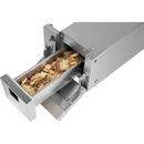 DDR BBQ Supply stainless steel electric smoker box with a removable tray filled with wood chips for gas grills