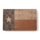 DDR BBQ Supply Texas flag end grain hardwood cutting board with a star inlay for BBQ prep and serving.