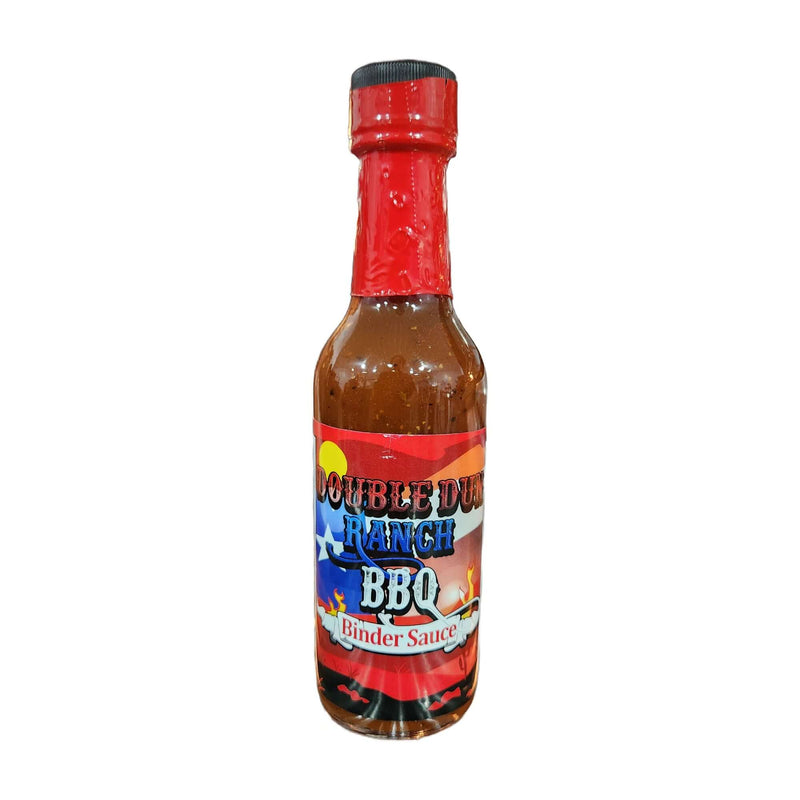 Bottle of Double Doo Ranch BBQ Binder Sauce on a white background