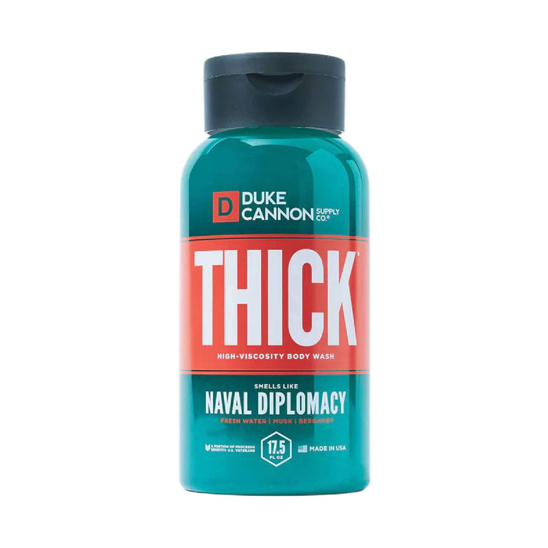 duke cannon thick naval diplomacy body wash with aquatic scent in 17.5 oz bottle