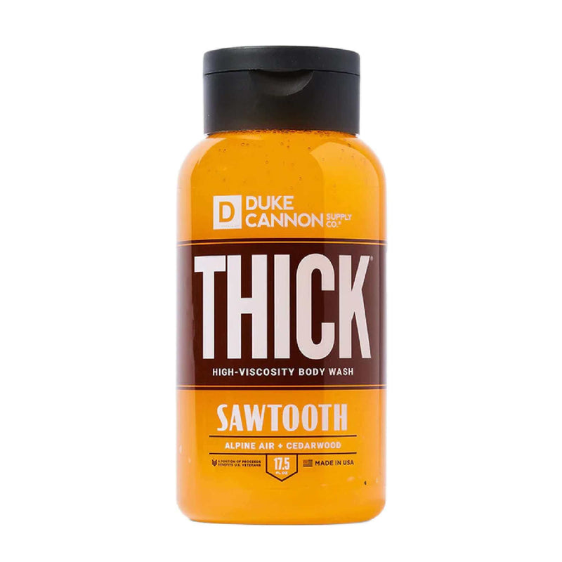 duke cannon thick sawtooth body wash with alpine air and cedarwood scent in 17.5 oz bottle