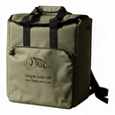 DDR BBQ Supply olive green Taiga backpack cooler with front pocket and durable Tuff-Duck material construction.