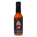 A 5 fl oz (148 ml) bottle of Elijah's Xtreme Xtreme Regret Hot Sauce by Elijah's Xtreme, featuring a black label with a screaming skull and red text. Made with fiery Trinidad Scorpion and Carolina Reaper peppers, this hot sauce delivers bold flavor and extreme heat.