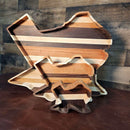 Texas-shaped handcrafted wood tray made from maple, walnut, and cherry – perfect gift for Texans
