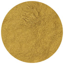 A circular mound of finely ground, light greenish oregano powder from The Spice Lab, viewed from above against a white background.