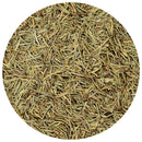 A close-up view of The Spice Lab Cut & Sifted Rosemary by The Spice Lab, a classic Mediterranean herb, showcasing its thin, needle-like leaves and greenish-brown color.