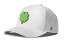 Introducing the Haka Hat Four Leaf Clover Performance 5-Panel Hat — a white Flexfit Snapback from Haka Hat, designed with a vibrant green four-leaf clover on the front, stylish small ventilation holes on the side, and a subtle H logo near the brim. It’s the perfect choice as your go-to Four Leaf Clover Hat or a festive St. Patrick’s Day Flexfit Snapback.