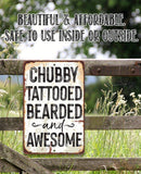 Vintage-style sign with text on a wooden fence with a natural background