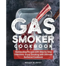 Cover of *Gas Smoker Cookbook: Outstanding Recipes with Step by Step Directions, Enjoy Smoking with Ultimate Barbecue Cookbook* – Paperback by Books by splitShops, featuring a raw tomahawk steak on a metal tray, large bold white text, and a tagline highlighting smoking meat recipes and expert techniques—ideal for anyone seeking the ultimate barbecue cookbook.