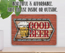 The Good Beer - Metal Sign by Lone Star Art features a beer mug and “GOOD BEER” on a wooden arrow. Affordable, stylish décor for your home bar—safe for indoor or outdoor use.