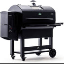 The Green Mountain Grills Peak Prime 2.0 is a sleek black Wi-Fi controlled pellet grill with a digital control panel, chimney, and sturdy wheels, perfect for outdoor barbecuing and rich wood-fired flavor.