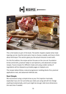 On a wooden table sits Kosher salt, black pepper, ground spices, a meat-injecting syringe, raw meat, and various seasonings. The scene showcases SpitJack The Ultimate Guide to Meat Injecting – PDF eBook by SpitJack. The page features expert explanations on meat brining and brisket injection techniques as well as an introduction to the recipe section—ideal for anyone eager to elevate their BBQ skills or expand their eBook recipe collection.