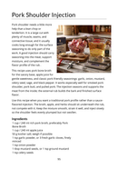 A recipe page inspired by SpitJack The Ultimate Guide to Meat Injecting — PDF eBook from SpitJack provides a detailed description, step-by-step instructions, and an ingredient list for creating a pork broth injection. The page features kitchen tools and ingredients arranged around a pork shoulder and includes expert tips on meat injecting techniques that are similar to those used in brisket injection recipes.