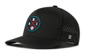The Haka Hat Arizona Baseball Performance 5-Panel Hat features a round ARI patch with a baseball graphic, Flexfit® sweatband for comfort, ventilation holes, and a small H logo on the brim.