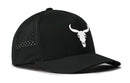 The Haka Hat Bull Skull Performance 5-Panel Hat by Haka Hat features a white logo, side ventilation holes, and a Flexfit sweatband for comfort.