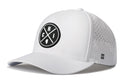 The Haka Hat Chicago Performance 5-Panel Hat features a black patch with crossed lines, "CHI", and Illinois outline, perforated side panels, Flexfit sweatband, snapback fit, and small H logo near the brim.