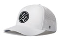 The Haka Hat Tampa Bay Performance 5-Panel Hat by Haka Hat is a white Flexfit® snapback featuring a black TPA patch with a Florida silhouette, side ventilation holes, and a small H logo on the left.