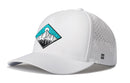 The Haka Hat Diamond Mountain And Trees Performance 5-Panel Hat features a water repellent design, perforated sides, Flexfit® sweatband, black H logo, and diamond patch with mountain, sun, and trees. Outdoors Flexfit® Snapback by Haka Hat.