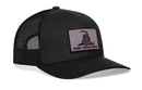 The Haka Hat Dont Tread On Me Trucker Hat is a black mesh snapback featuring a coiled snake patch with "DONT TREAD ON ME" embroidered—a bold tribute to the classic Gadsden Flag, from Haka Hat.