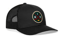 Show your love for Minnesota hockey with the Haka Hat Minnesota Hockey Trucker Hat | MIN X Snapback by Haka Hat. This black mesh trucker hat features a dark green patch displaying two crossed hockey sticks, a puck, and the letters M and N—making it the perfect essential cap for any fan of the game.