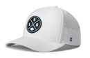 The Haka Hat Las Vegas Football Performance 5-Panel Hat features a circular LVG logo, football graphic, perforated sides, Flexfit® sweatband, and small H logo for comfort and style. LVG X Flexfit® Snapback by Haka Hat.