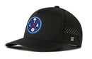 The Haka Hat Los Angeles Baseball Performance 5-Panel Hat features a blue LA patch, perforated sides with H logo, and Flexfit® snapback for comfort. Water repellent and stylish, it’s built for both performance and durability.