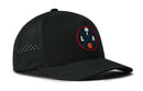 The Haka Hat Los Angeles Basketball Performance 5-Panel Hat features side perforations, an LA palm tree basketball logo, and a Flexfit® sweatband for comfort and style—perfect on or off the court.