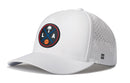 The Haka Hat Los Angeles Basketball Performance 5-Panel Hat features a circular LA logo, crossed palm tree, paddle, and basketball. With perforated side panels, Flexfit® sweatband, and curved brim, this snapback offers all-day comfort.
