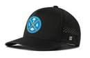 The Haka Hat Los Angeles Football Performance 5-Panel Hat features a round blue/yellow LA sports logo with palm tree and football, side ventilation holes, and a Flexfit® sweatband for comfort. Light Blue LA X Flexfit® Snapback.