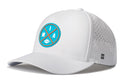 The Haka Hat Miami Football Performance 5-Panel Hat features a circular blue and orange MIA football emblem. This water-repellent Flexfit® Snapback offers a comfortable sweatband for all-day wear.
