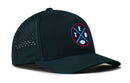 The Haka Hat Tennessee Football Performance 5-Panel Hat features mesh side ventilation, a Flexfit® sweatband, and a round blue, red, and white front patch with "TEN" lettering and a football graphic.