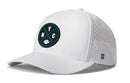 The Haka Hat New York Football Performance 5-Panel Hat features a curved brim, perforated sides, black and green NYC logo with football icon, “H” logo on the side, and a Flexfit® snapback for comfort.