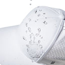 Close-up of the Haka Hat Toronto Baseball Performance 5-Panel Hat | TOR X Flexfit® Snapback with water droplets bouncing off, showcasing its water-resistant material.