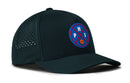 The Haka Hat Philadelphia Basketball Performance 5-Panel Hat features a dark color, round blue/red/white PHI patch with basketball design, ventilation holes, and a comfy Flexfit® sweatband. Brand: Haka Hat.