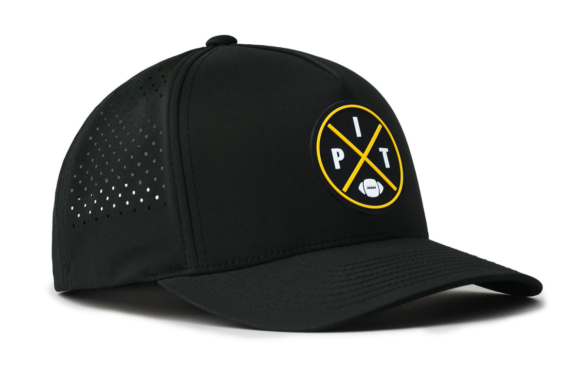 Pittsburgh Gold Script Trucker Hat - Black Snapback Hat
