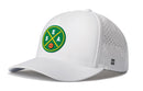 The Haka Hat Seattle Basketball Performance 5-Panel Hat features a green and yellow circular "SEA" basketball logo, side ventilation holes, small H logo, and a Flexfit® sweatband for comfort. Brand: Haka Hat.