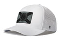 The Haka Hat Florida Flag Performance 5-Panel Hat is a white FL Tactical Flexfit® Snapback with a black and gray patch, water repellent finish, perforated side panels for ventilation, Flexfit sweatband, and a small H logo.