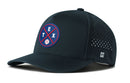 The Haka Hat Texas Baseball Performance 5-Panel Hat | TEX X Flexfit® Snapback features a dark design, curved brim, round TEX logo with baseball front, side ventilation, Flexfit sweatband, and water repellency—perfect for fans.