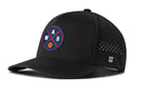 The Haka Hat Washington DC Basketball Performance 5-Panel Hat features a circular basketball/AWS emblem, small side H logo, Flexfit® sweatband for all-day comfort, and adjustable snapback—ideal for fans seeking style and performance.