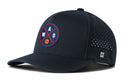 Introducing the Haka Hat Washington DC Basketball Performance 5-Panel Hat | WAS X Flexfit® Snapback by Haka Hat—a sleek black performance cap featuring a round logo with red and blue lines, the letters W, A, S, and a central basketball. This Flexfit snapback sports subtle ventilation holes on the sides and a discreet H logo, making it an ideal pick for fans who want a stylish Washington DC basketball hat.