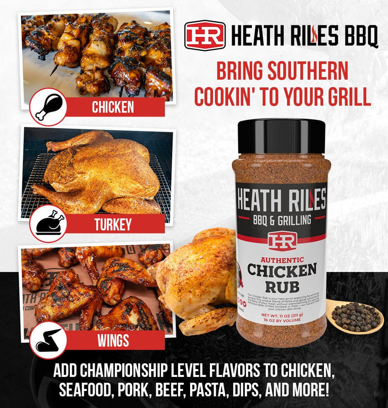 Heath Riles Chicken Rub - BBQ Poultry Seasoning for Grilled, Smoked, or Fried Chicken