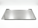 Rectangular stainless steel Pimp My Grill® Performance Stainless Steel Grease Tray for a Traeger Timberline 1300, featuring angled sides and notched corners for efficient grill grease management.