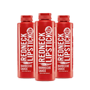 Three bottles of Redneck Lipstick Hot & Spicy Three Pack BBQ Sauce are lined up side by side against a white background. Each bottle prominently displays the Redneck Lipstick brand with “Hot & Spicy” beneath the main label, and features a “Real Good” badge at the top, emphasizing its bold Hot & Spicy BBQ flavor.