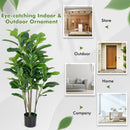 A Movable Grill Table with 2 Spice Containers and Station for Backyard and BBQ from DirectDeals with text showing placement options: store, home, company, or backyard BBQ station—each shown with photos on a leafy background.