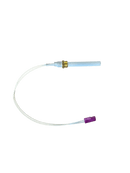 A white cylindrical Smokin Brothers Ceramic Ignitor (2025 Release) with a brass fitting is connected to two thin white wires ending in a purple plastic connector, shown against a plain white background—specifically designed for Smokin Brothers pellet grill ignition systems.