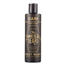 A 7.5 oz black bottle of The Immaculate Beard Immaculate Beard Body Wash Paraben Free Gentle Foaming Formula, featuring a gold and black label with vintage-style lettering and aromatic notes of tobacco blossom, caramel, honey, and rose.
