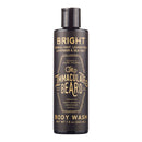 A black bottle of The Immaculate Beard Body Wash Paraben Free Gentle Foaming Formula features gold text and contains ingredients such as herbal mint, lemon peel, lavender, and sea salt. This scented body wash is paraben-free and comes in a 7.5 oz (222 ml) size.