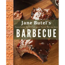 Cover of *Jane Butel's Finger Lickin', Rib Stickin', Great Tastin', Hot and Spicy Barbecue* — a paperback from Books by splitShops — featuring saucy barbecued ribs on a wooden surface, informational text about the book, and decorative tiles along the left side; this essential grillmaster cookbook is packed with classic American barbecue recipes.