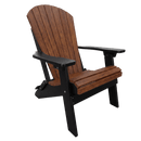 The Kanyon Living Kanyon Poly Folding Adirondack Chair Deluxe in Antique Mahogany & Black features a slatted seat and backrest, wide armrests, and is set against a plain white background.