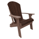 The Kanyon Living Poly Folding Adirondack Chair Deluxe in Brazilian Walnut and Weathered Wood features a dark brown slatted back and seat with light brown armrests and legs, shown against a plain white background.